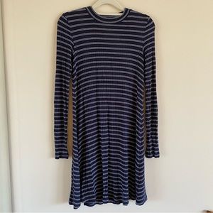American eagle navy striped mock neck long sleeve lace back dress XS